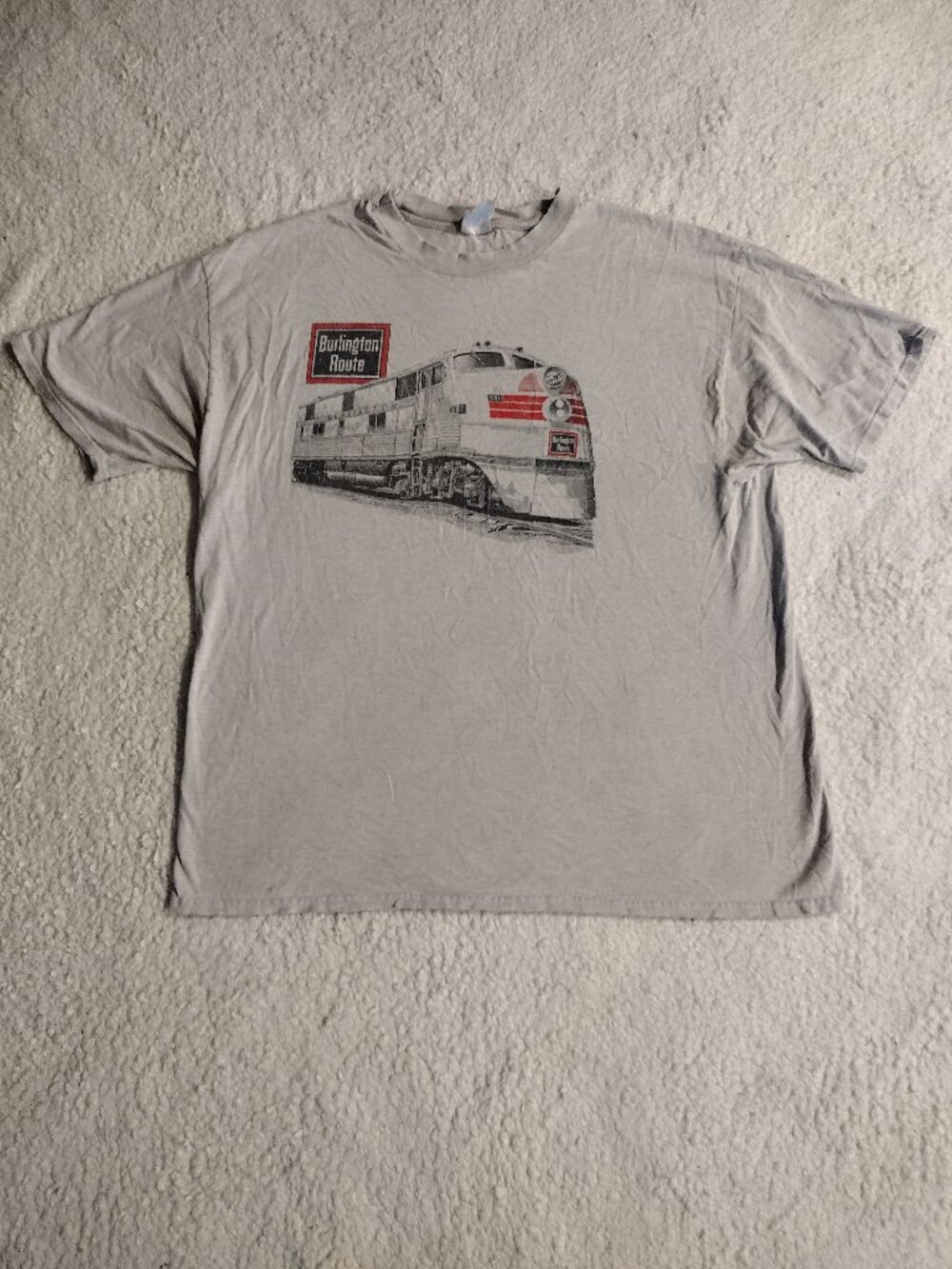 Vintage Hanes Short Sleeve T Shirt SIze XXL Train Locomotive Burlington Route